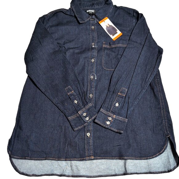 Buffalo David Bitton Ladies Darkwash Stretch Denim Shirt sz XXL Relaxed Fit - Picture 3 of 11